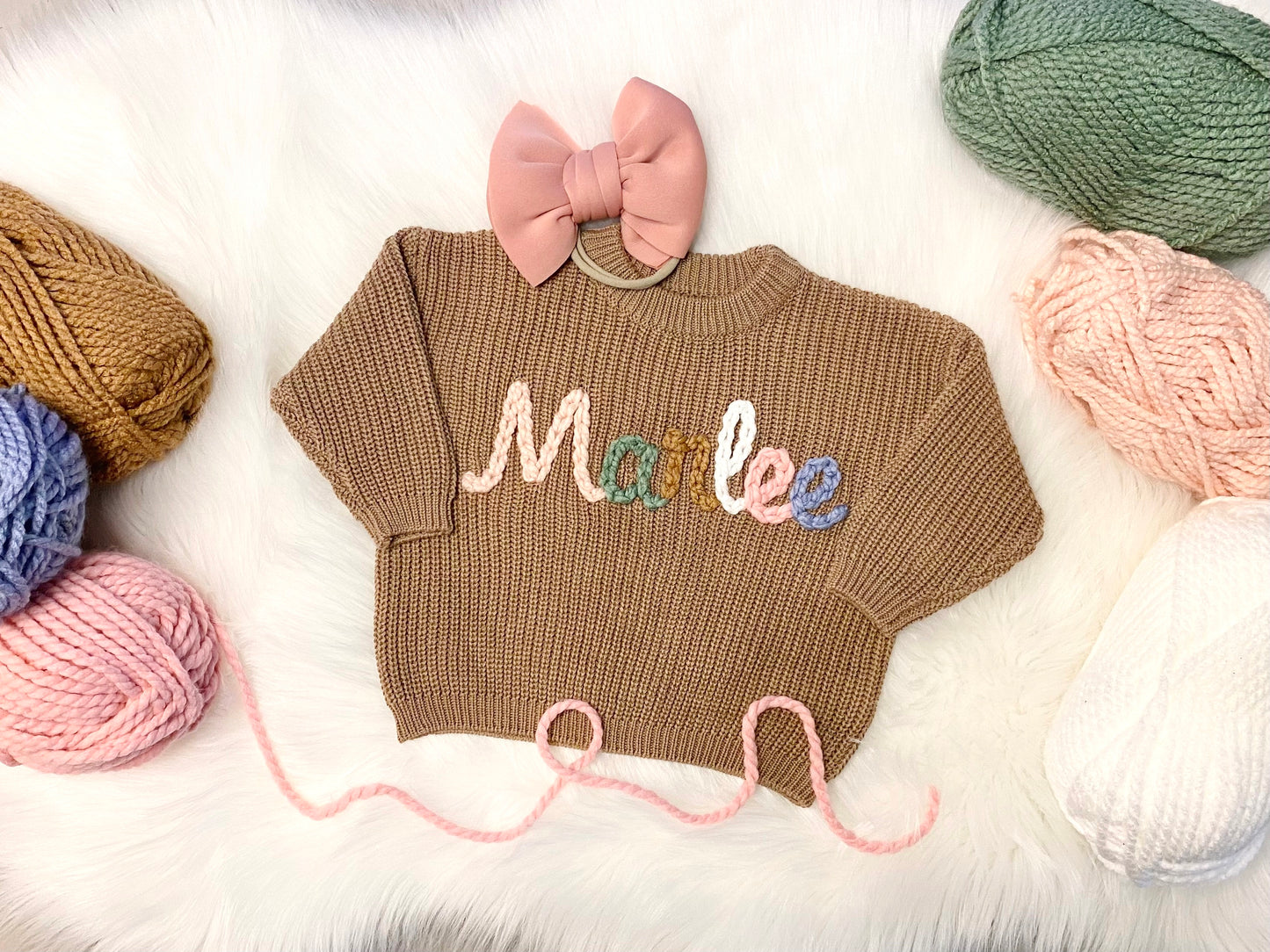 Girls Hand Embroidered Baby Sweater with Name