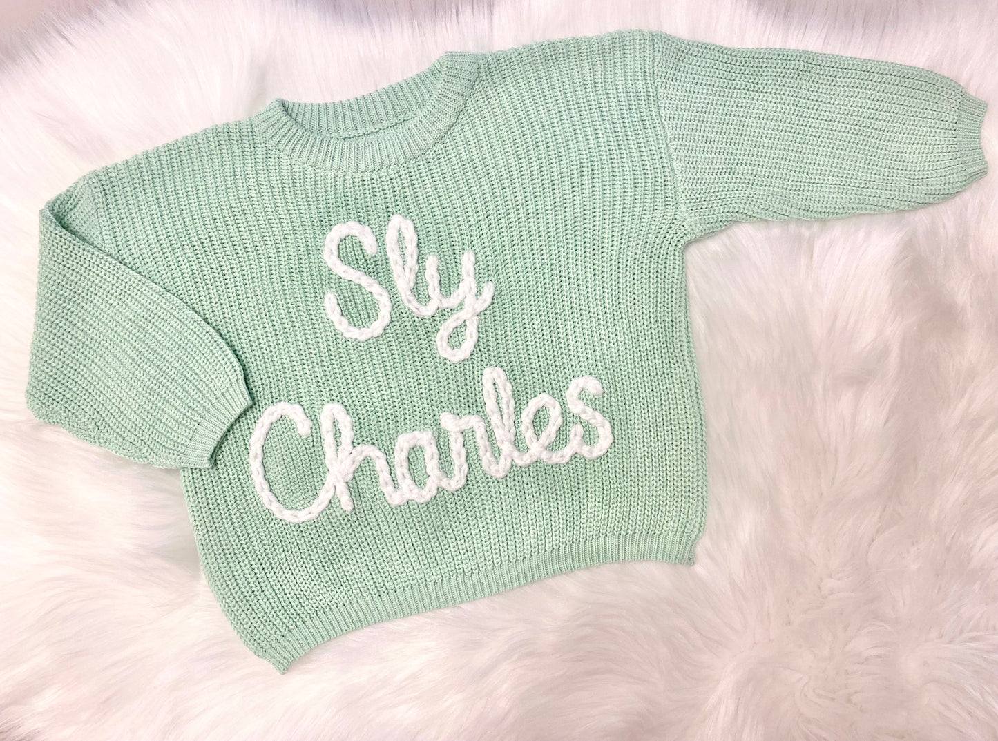 Boys Hand Embroidered Baby Sweater with Name
