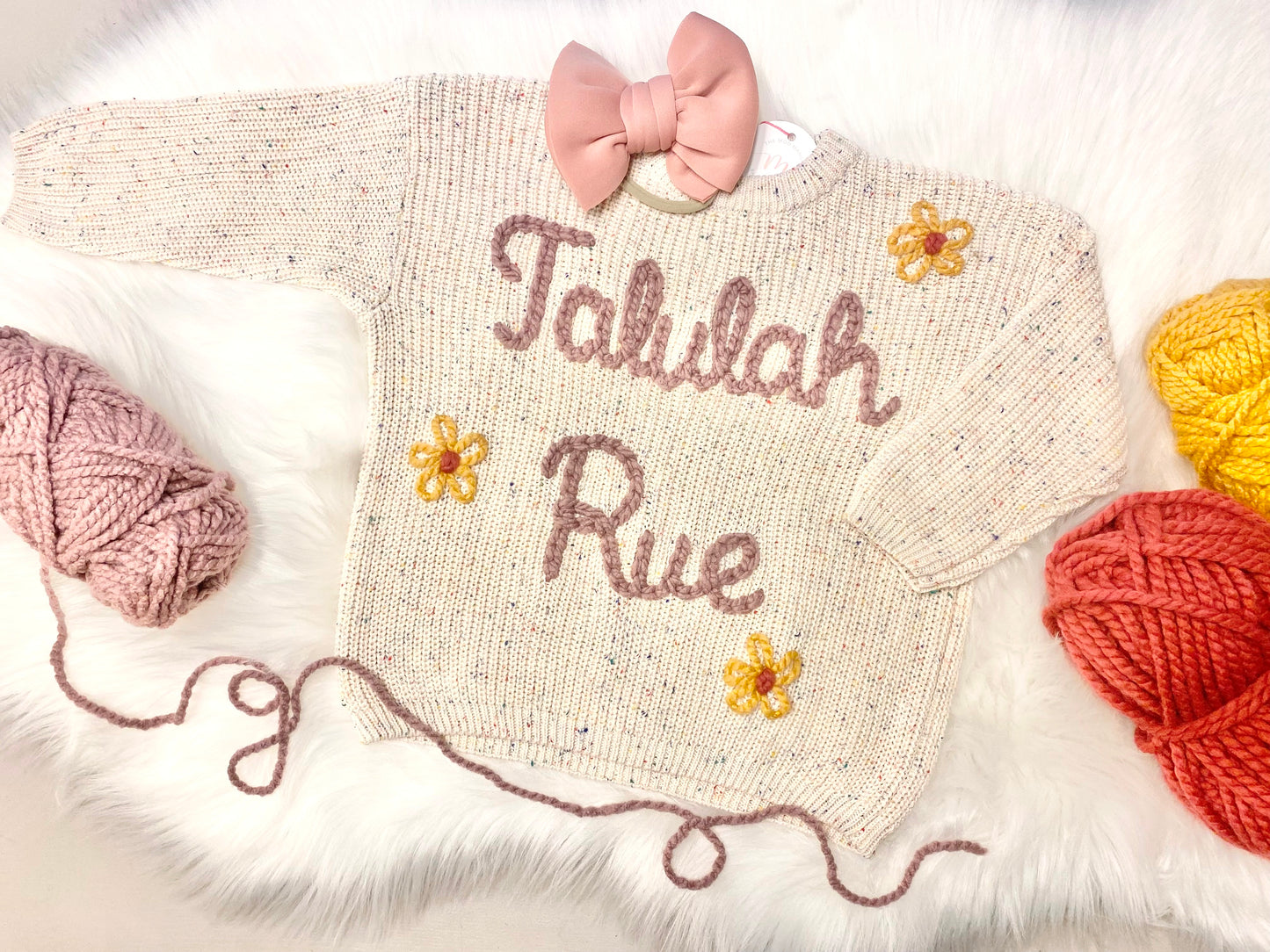Kids Hand Embroidered Oversized Toddler Sweater with Name