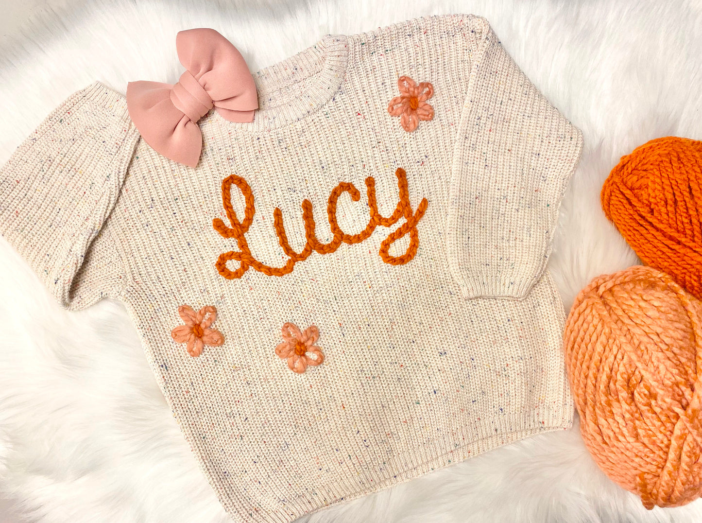 Kids Hand Embroidered Oversized Toddler Sweater with Name