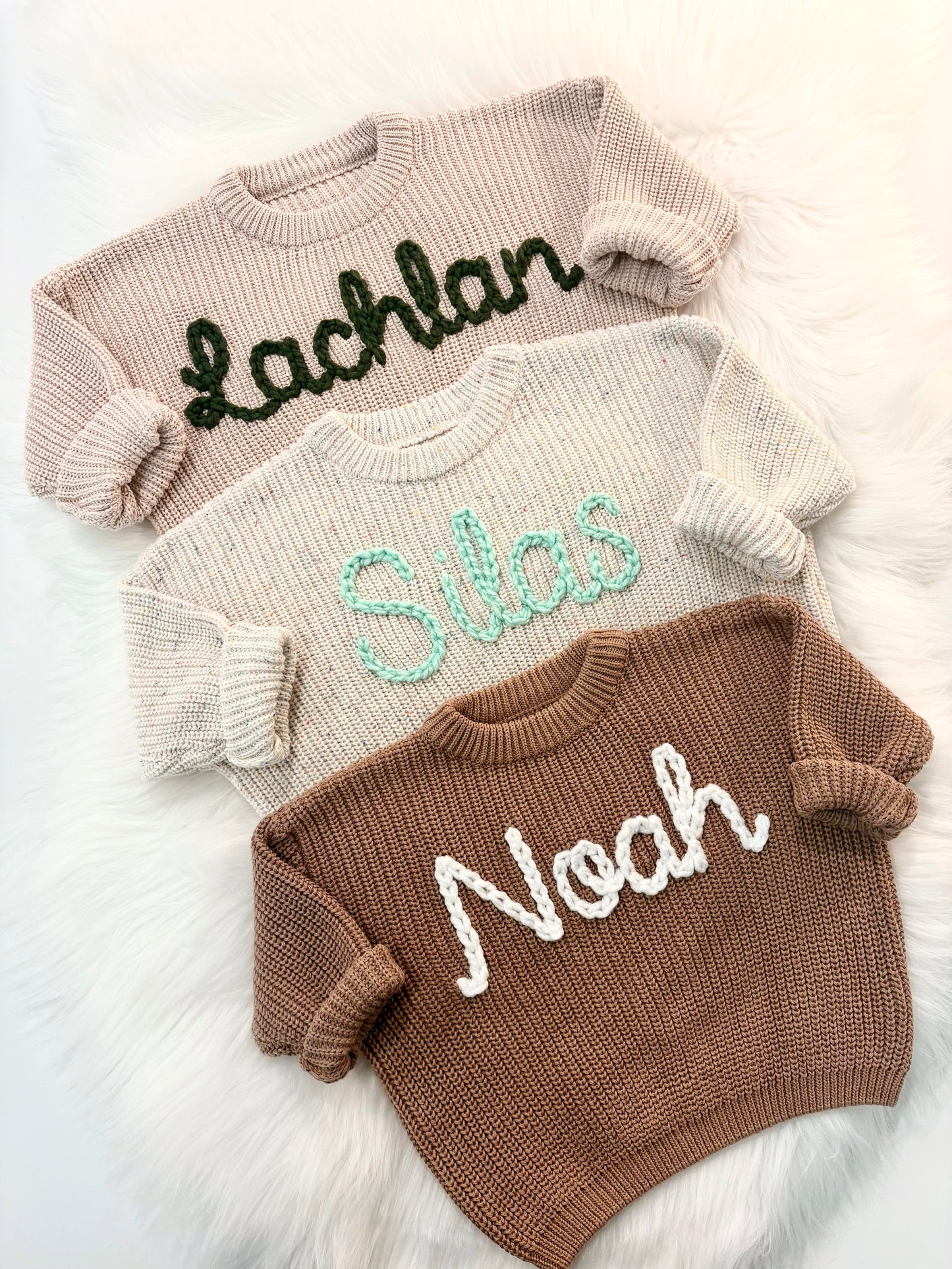 Boys Hand Embroidered Baby Sweater with Name