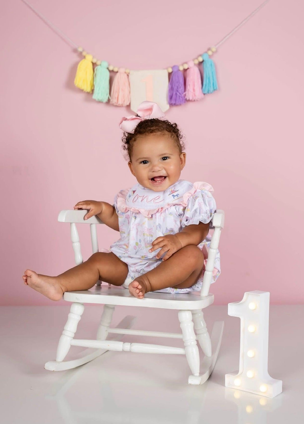 First Go Round Carousel First Birthday Girl Outfit Bubble Romper