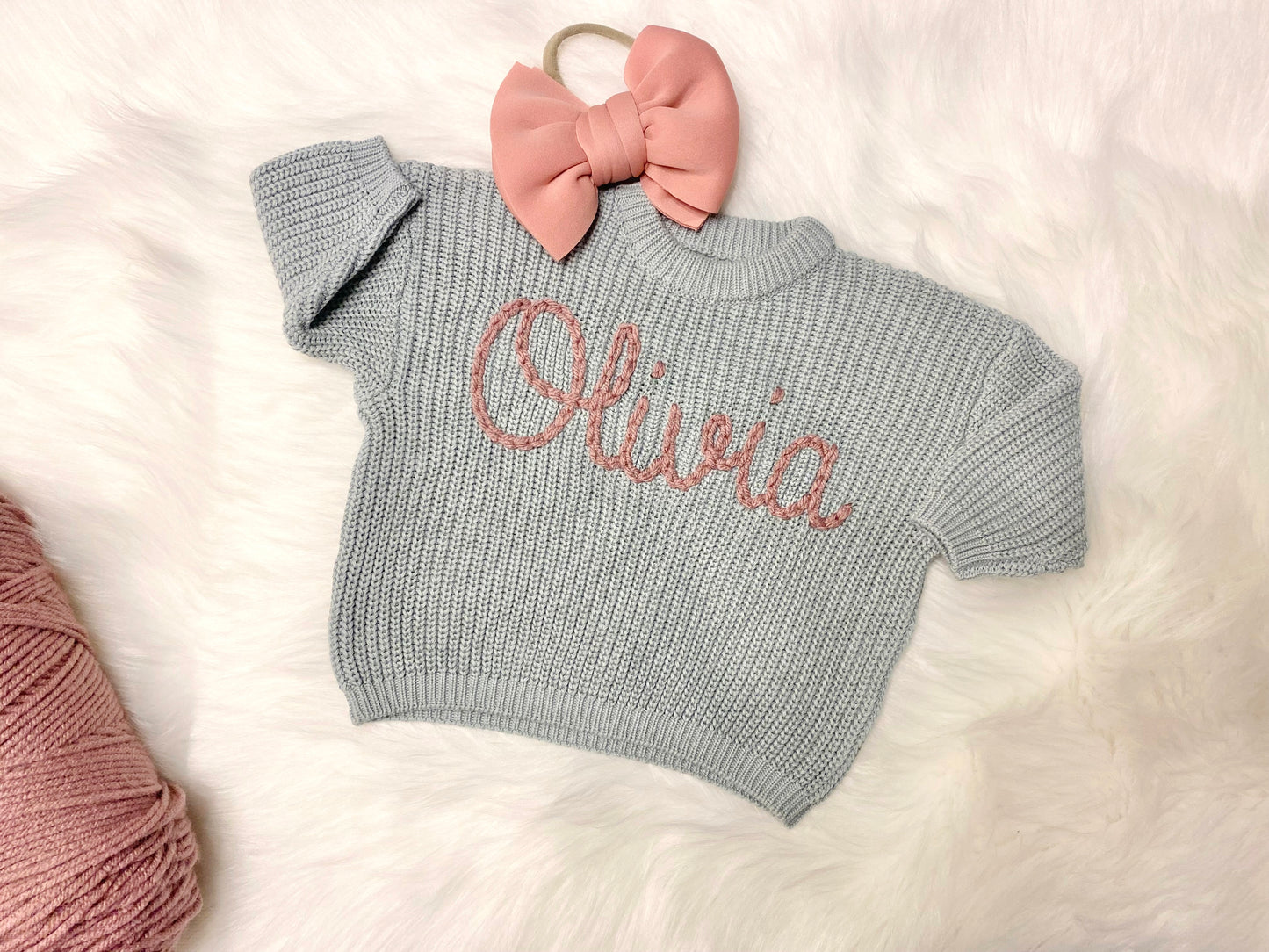 Girls Hand Embroidered Baby Sweater with Name