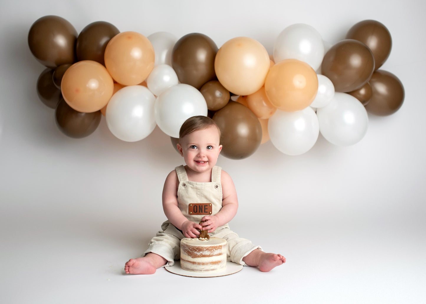 Boys Leather Patch ONE First Birthday Corduroy Overalls Outfit