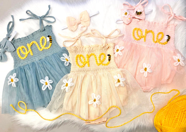 my first bee day happy bee day honey bee birthday yellow boho bee day 1st birthday one custom baby girls first birthday outfit spring summer 1st birthday dress outfit romper yellow daisy flowers first birthday 1st birthday theme tutu dress romper, the mod mango baby boutique co