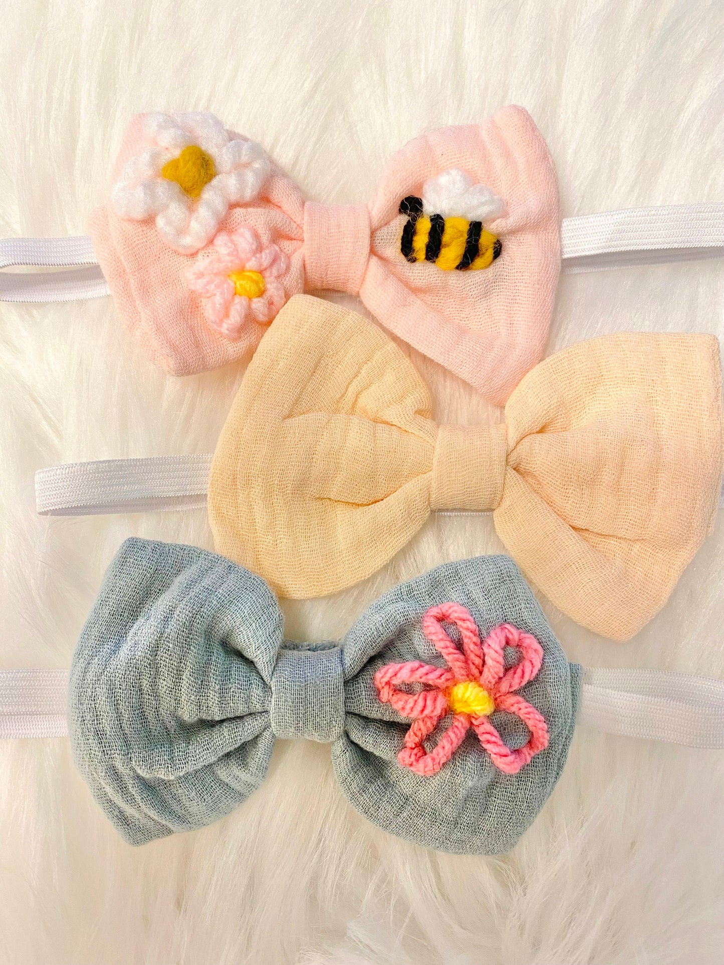 hand embroidered headband bow