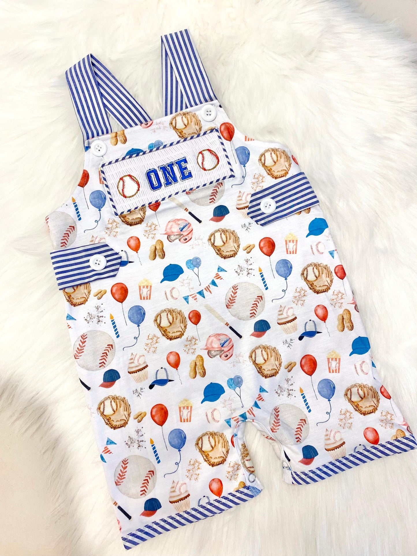 roockie of the year cake smash outfit first birthday boy romper baseball royal blue red tan beige smash cake outfit overalls, ONE smocked romper first birthday baseballs, sports embroidered smocked spring summer 1st birthday boy outfit romper cake smash outfit baby boys, the mod mango baby boutique co