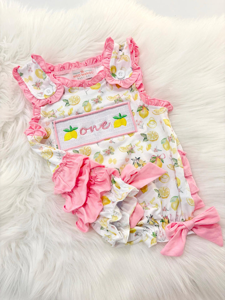 lemon first birthday sweet lemons and bows first birthday girl romper hot pink yellow and white outfit, girls sweet to be one pink lemonade smocked bubble romper first birthday spring summer bows ruffle embroidered smocked lemon 1st birthday outfit romper baby girl, summer first birthday outfit girl, sweet one lemon first birthday outfit bubble ruffle romper, first birthday theme themes, the mod mango baby boutique co