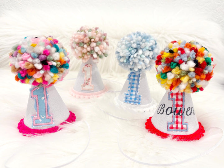 custom first birthday party hat, boys first birthday hat, girls first birthday hat, baby birthday hat, mini first birthday hat, 1st birthday hat, felt birthday hat for baby, the mod mango the mod mango baby co