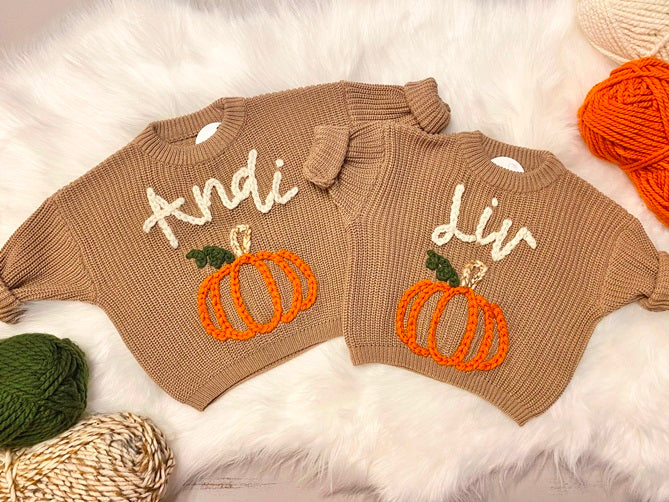 Personalized Pumpkin Sweater for Baby & Toddler Boys & Girls