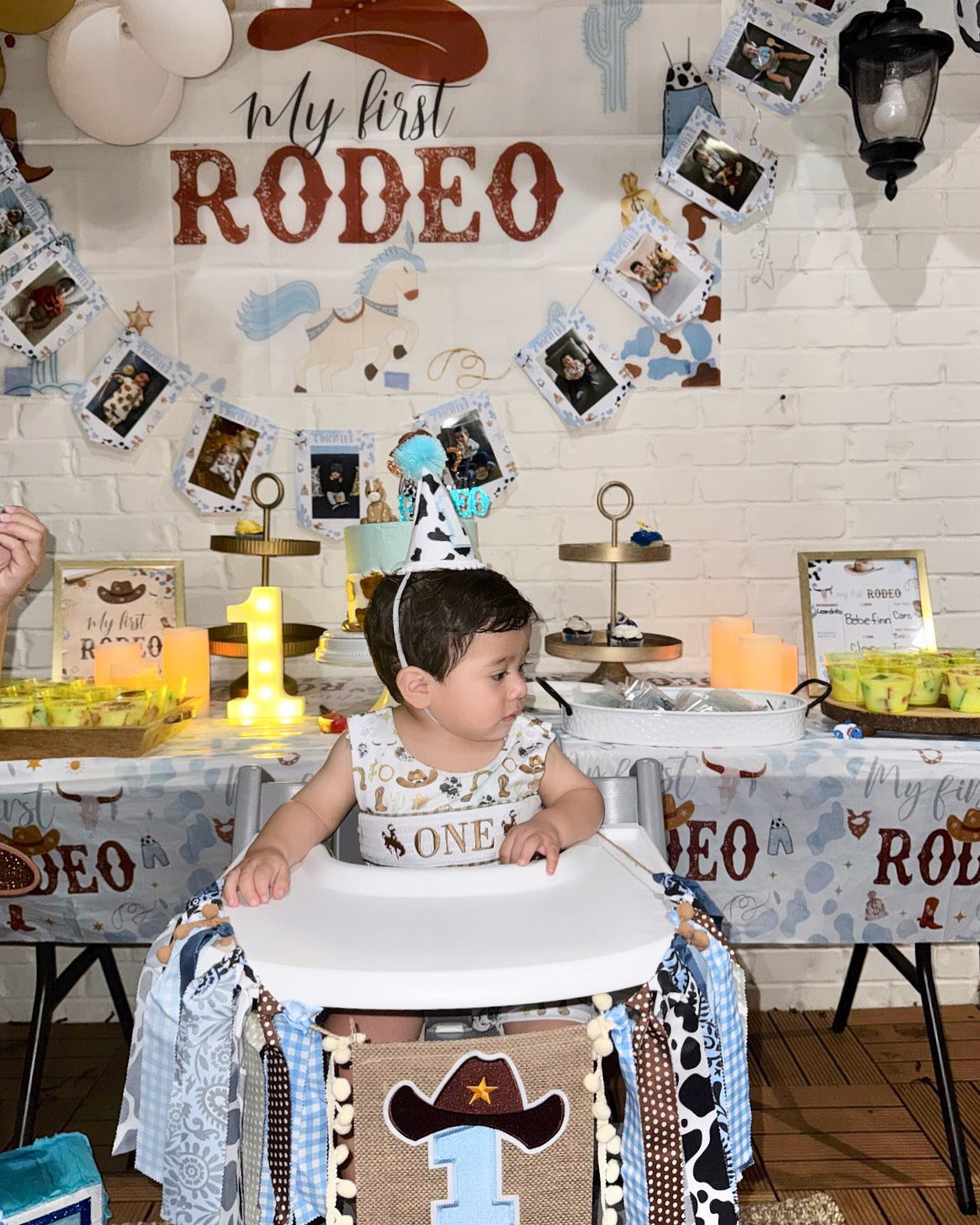 My First Rodeo Birthday Boy Outfit ONE Smocked Cowboy Romper