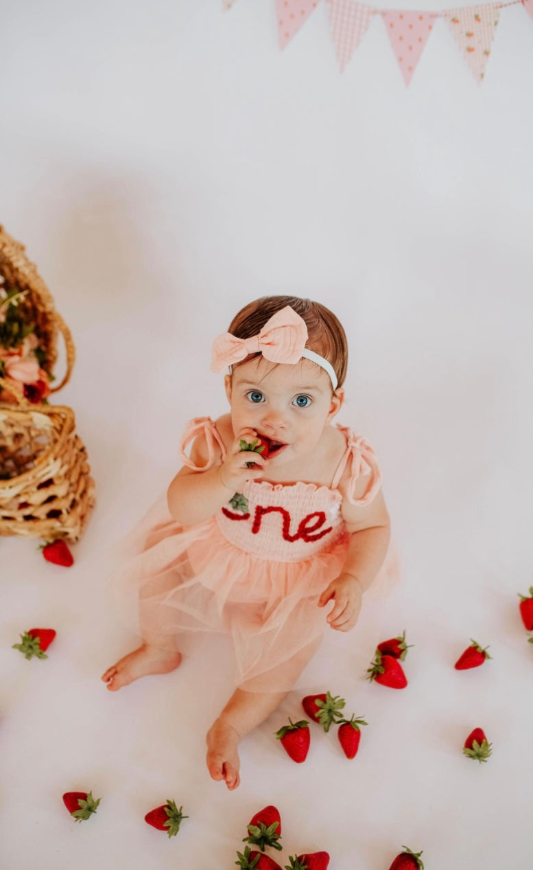 CUSTOM Hand Embroidered First Birthday ONE Tutu Dress Romper Outfit