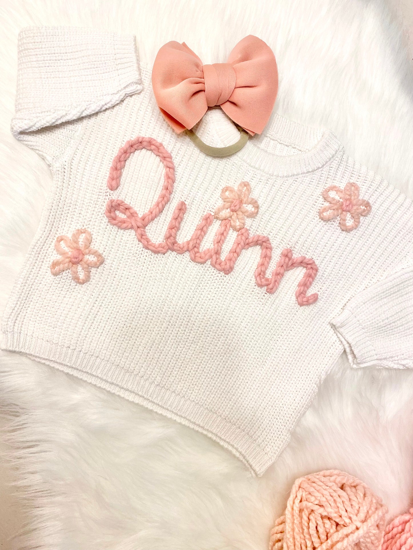 Girls Hand Embroidered Baby Sweater with Name