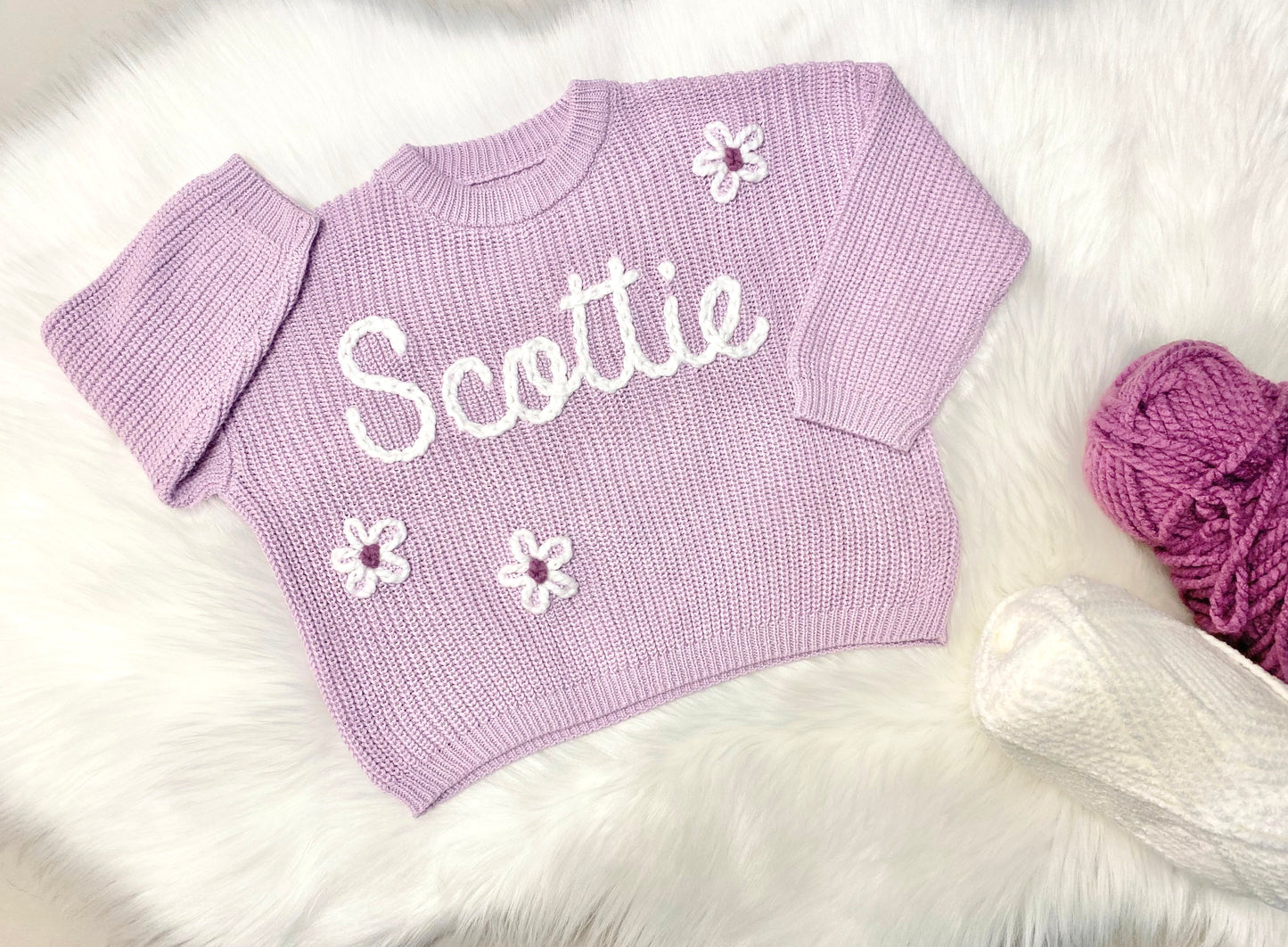 Girls Hand Embroidered Baby Sweater with Name