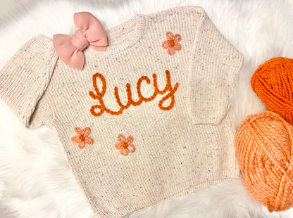 Kids Hand Embroidered Oversized Toddler Sweater with Name