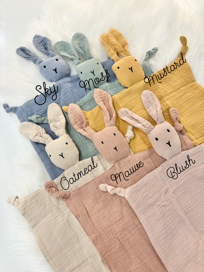 Newborn Muslin Security Blanket Lovey Bunny Comforter Baby Gift