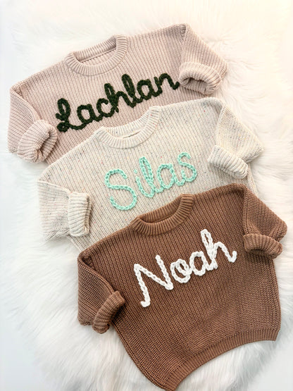 Kids Hand Embroidered Oversized Toddler Sweater with Name