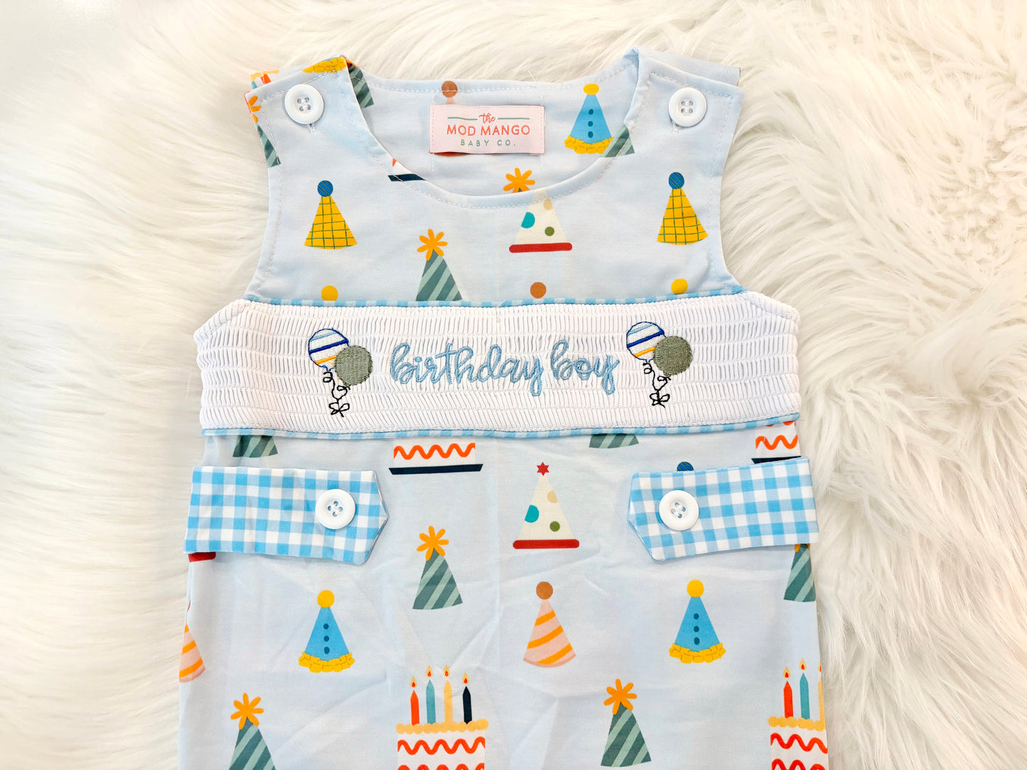 It's Fun to be ONE Boys First Birthday Smocked Romper Outfit