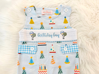 It's Fun to be ONE Boys First Birthday Smocked Romper Outfit