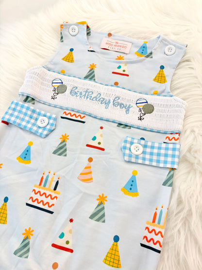 It's Fun to be ONE Boys First Birthday Smocked Romper Outfit