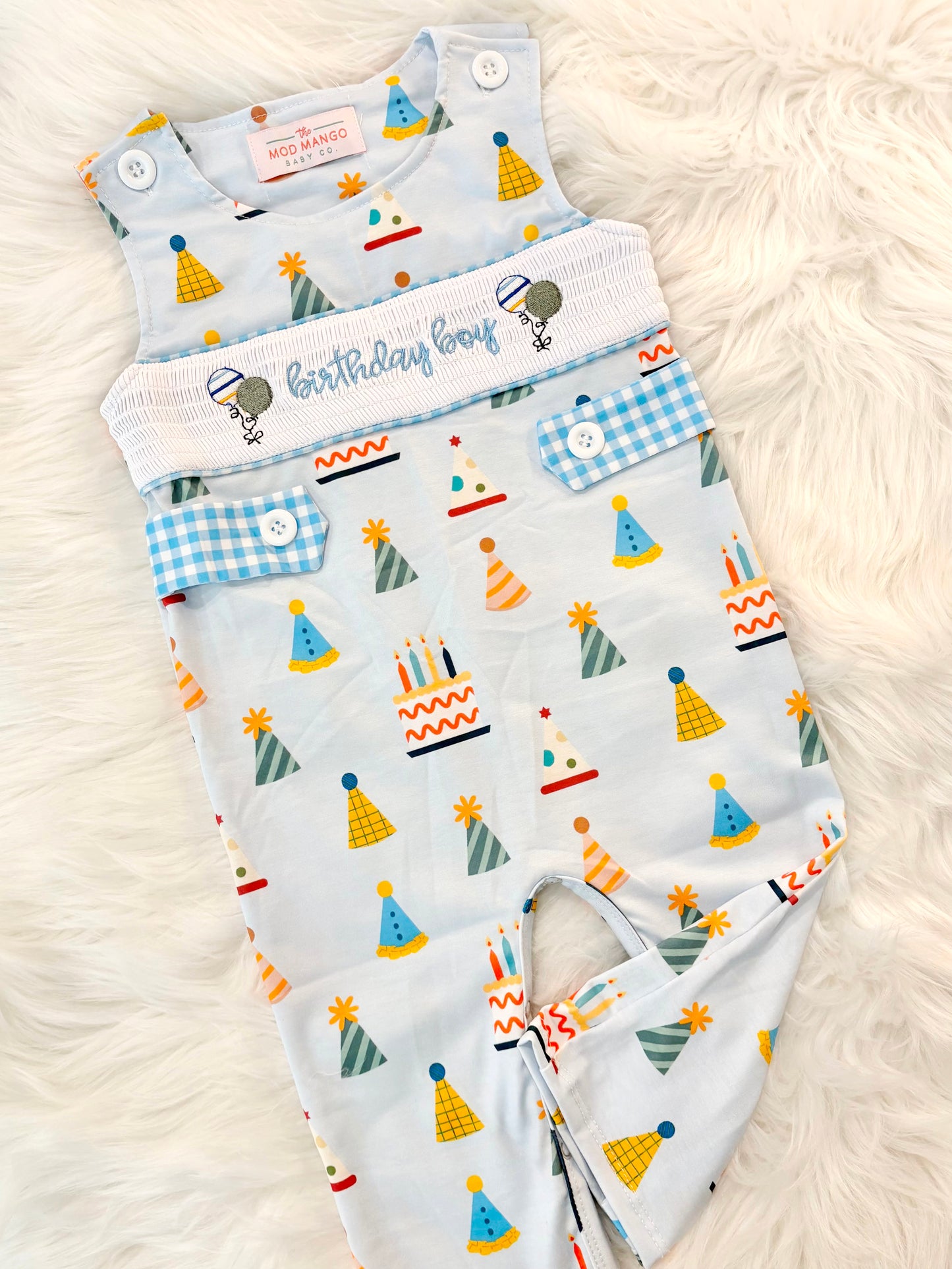 It's Fun to be ONE Boys First Birthday Smocked Romper Outfit