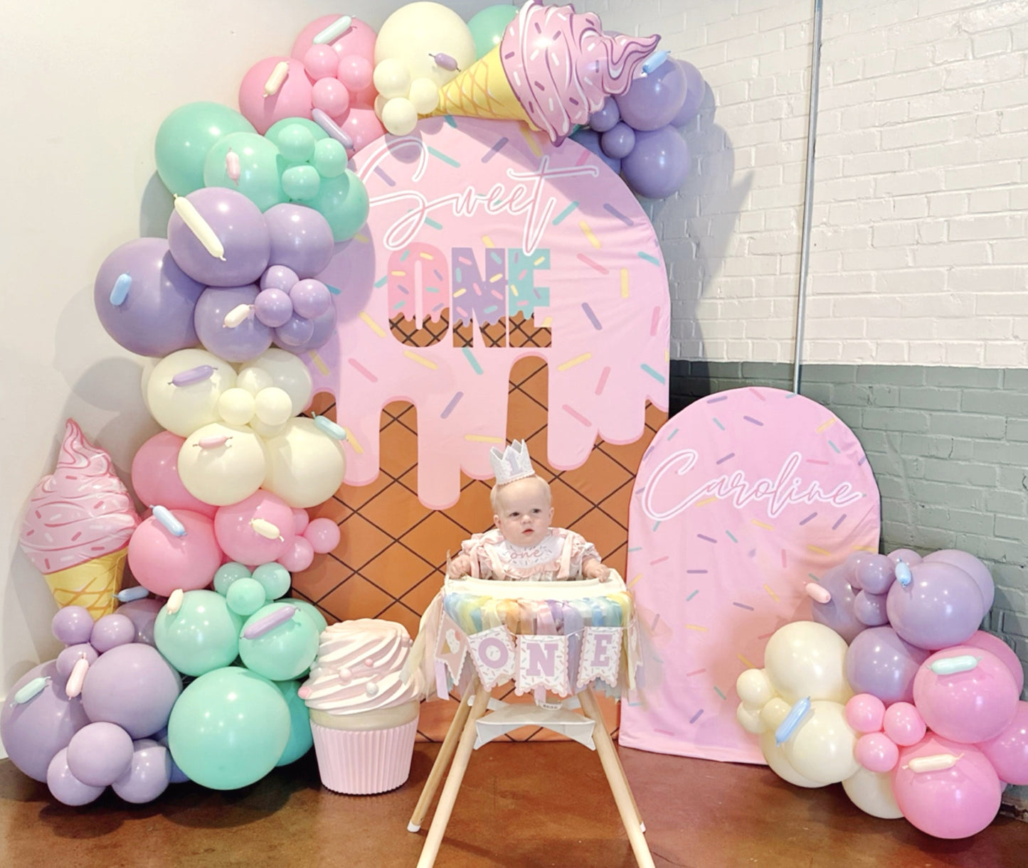 Sweet ONE First Birthday Girl Outfit Smocked Sprinkle Dress