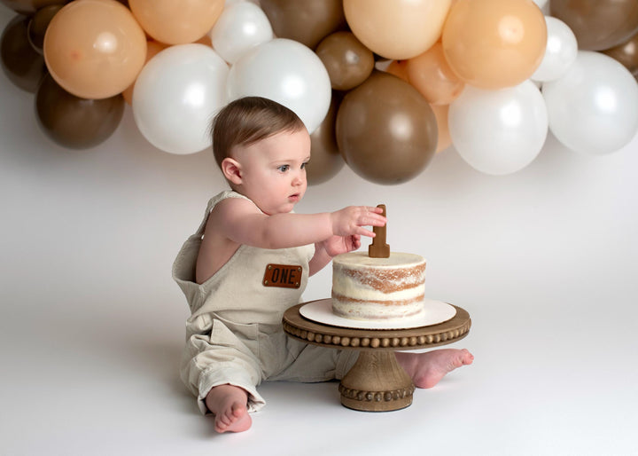 Boys Leather Patch ONE First Birthday Corduroy Overalls Outfit