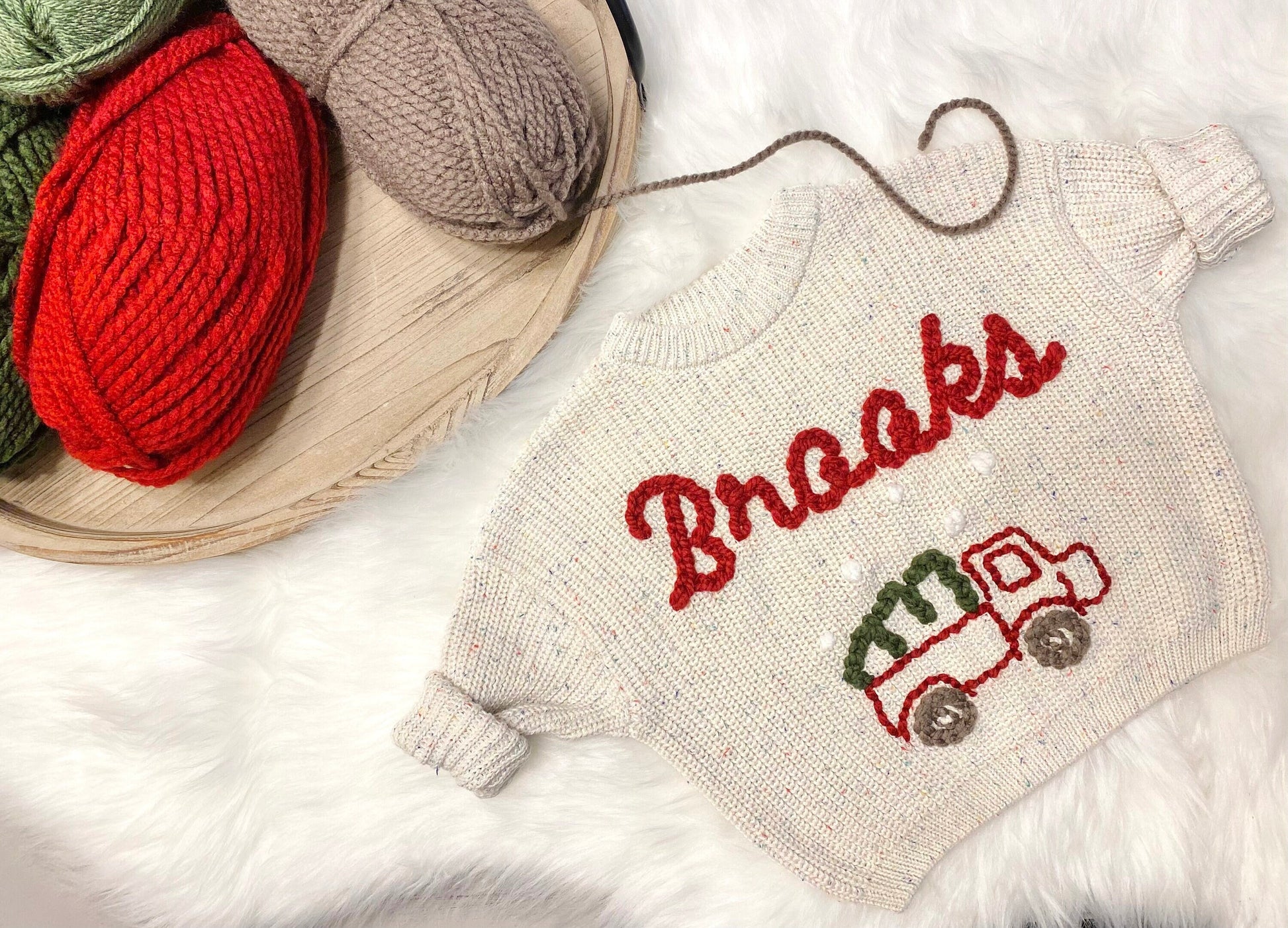 Baby Boys Christmas Tree Truck Sweater, Baby Boy Christmas Sweater, Christmas Tree Truck Sweater, Baby Toddler Boys Christmas Sweater, Holiday Sweater Kids, chunky knit personalized custom name christmas sweater