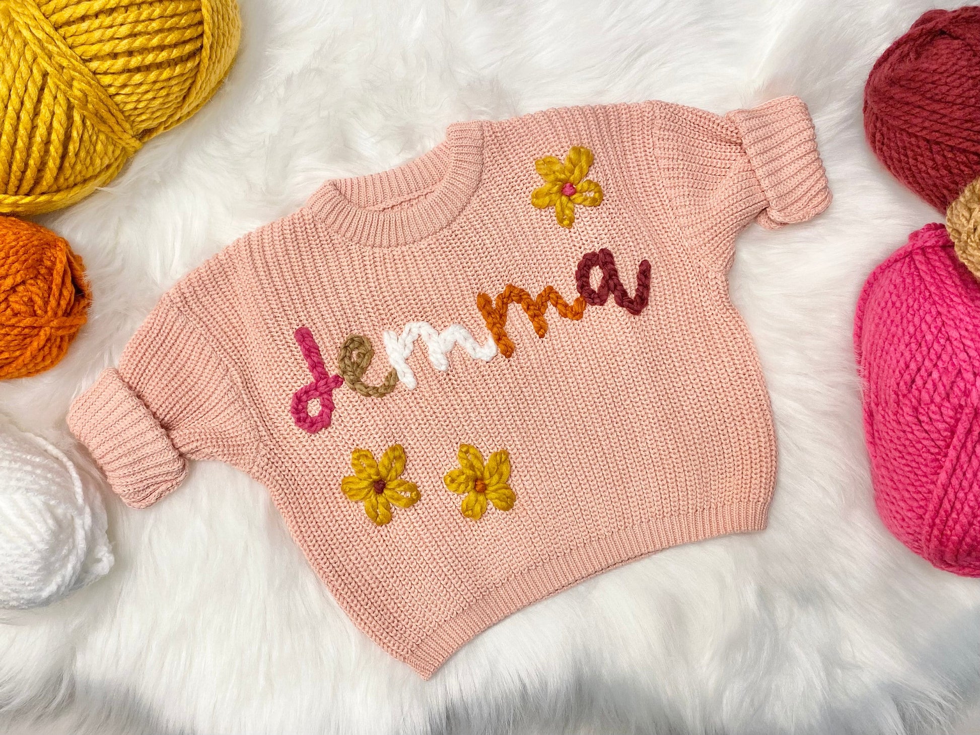 embroidered flowers baby sweater