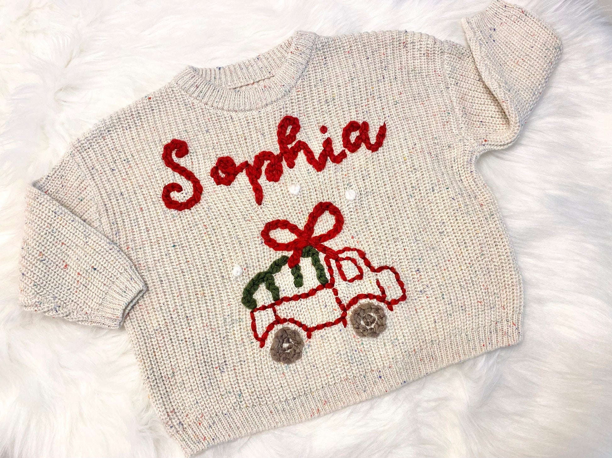 Baby Boy Christmas Sweater, Christmas Tree Truck Sweater, Baby Toddler Boys Christmas Sweater, Holiday Sweater Kids, chunky knit personalized custom name christmas sweater