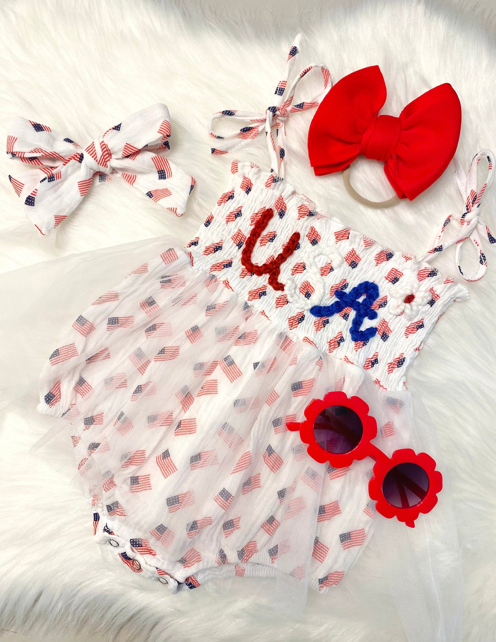 july 4th baby girls first birthday outfit, american flag dress, flag birthday dress outfit romper, usa patriotic red white and blue july 4th 1st birthday outfit dress tutu romper, tulle dress, dress outfit romper with flowers, girls first birthday