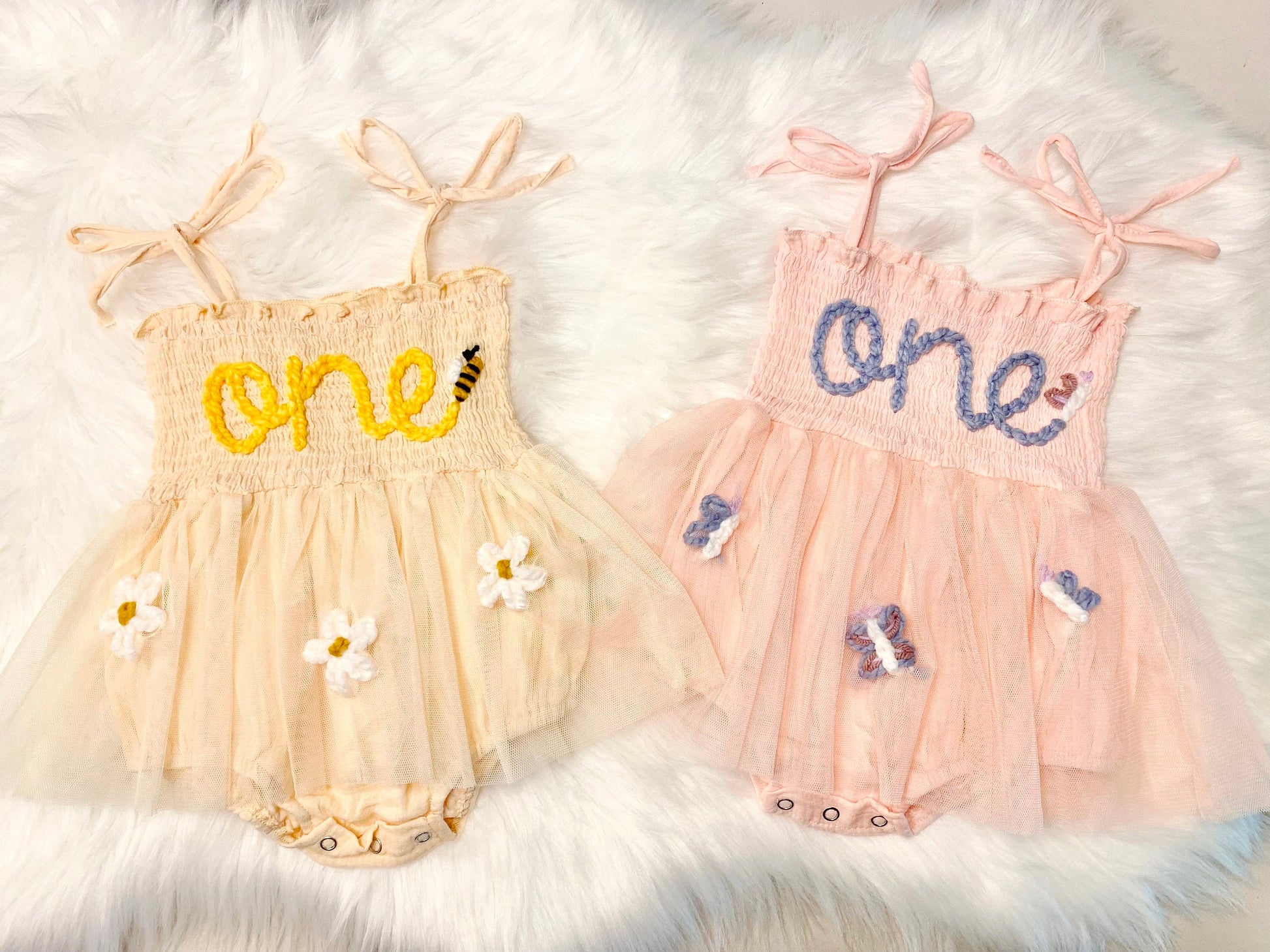 CUSTOM Hand Embroidered First Birthday ONE Tutu Dress Romper Outfit CUSTOM Hand Embroidered First Birthday ONE Tutu Dress Romper Outfit