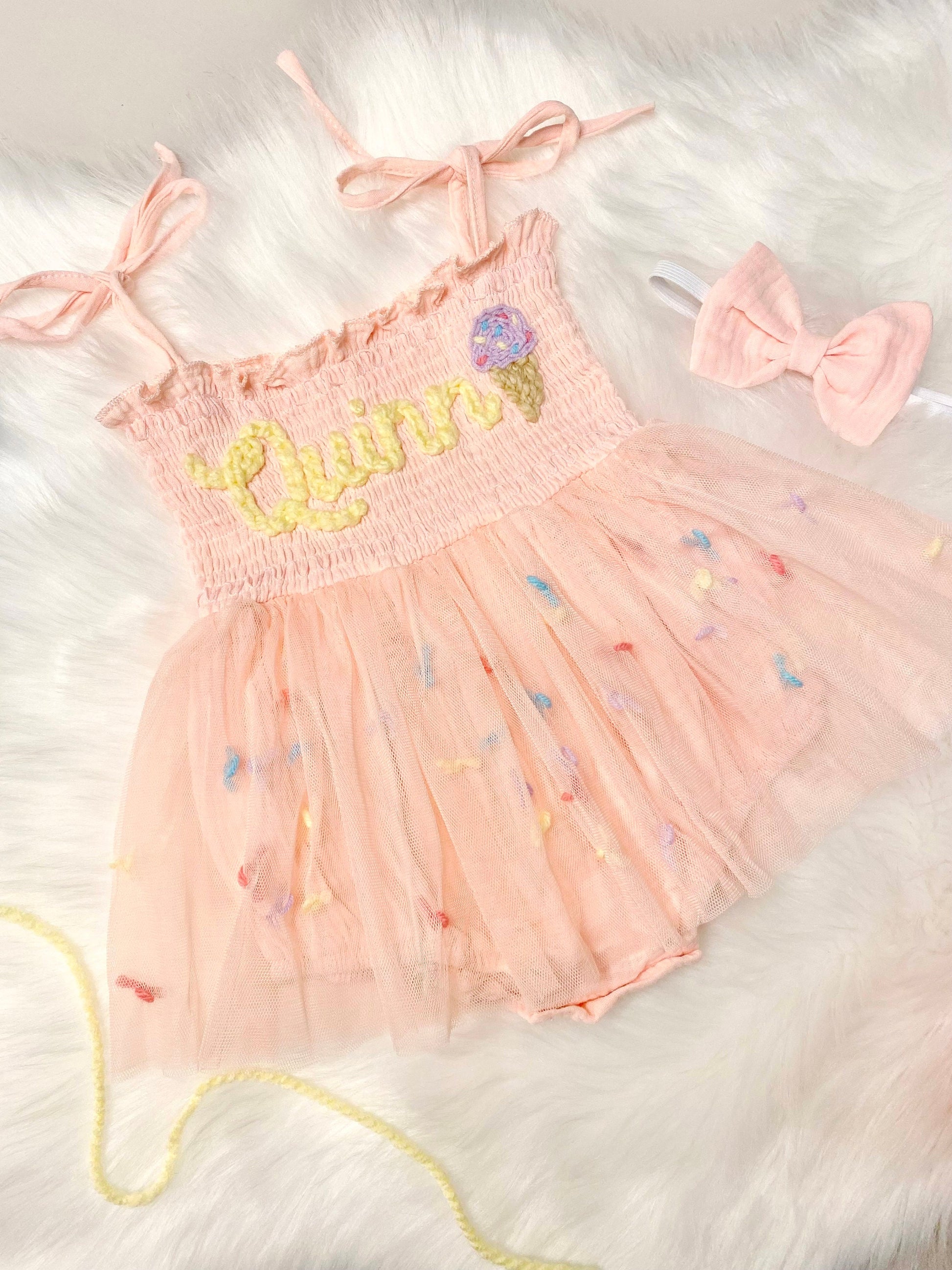 CUSTOM Hand Embroidered First Birthday ONE Tutu Dress Romper Outfit - 6-12 months / Pink CUSTOM Hand Embroidered First Birthday ONE Tutu Dress Romper Outfit - 6-12 months / Pink
