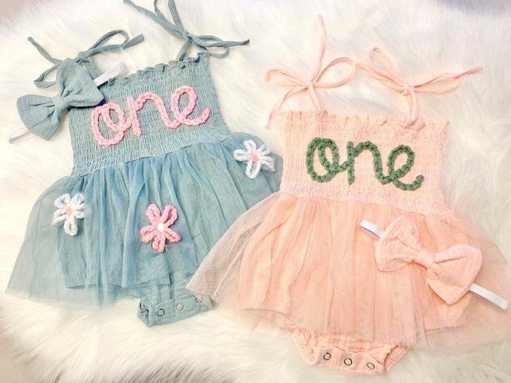 custom baby girls first birthday outfit, summer 1st birthday dress, spring summer birthday dress outfit romper rainbow first birthday blue pink orange yellow lavender purple peach 1st birthday theme outfit dress tutu romper tulle dress first birthday, the mod mango baby boutique co