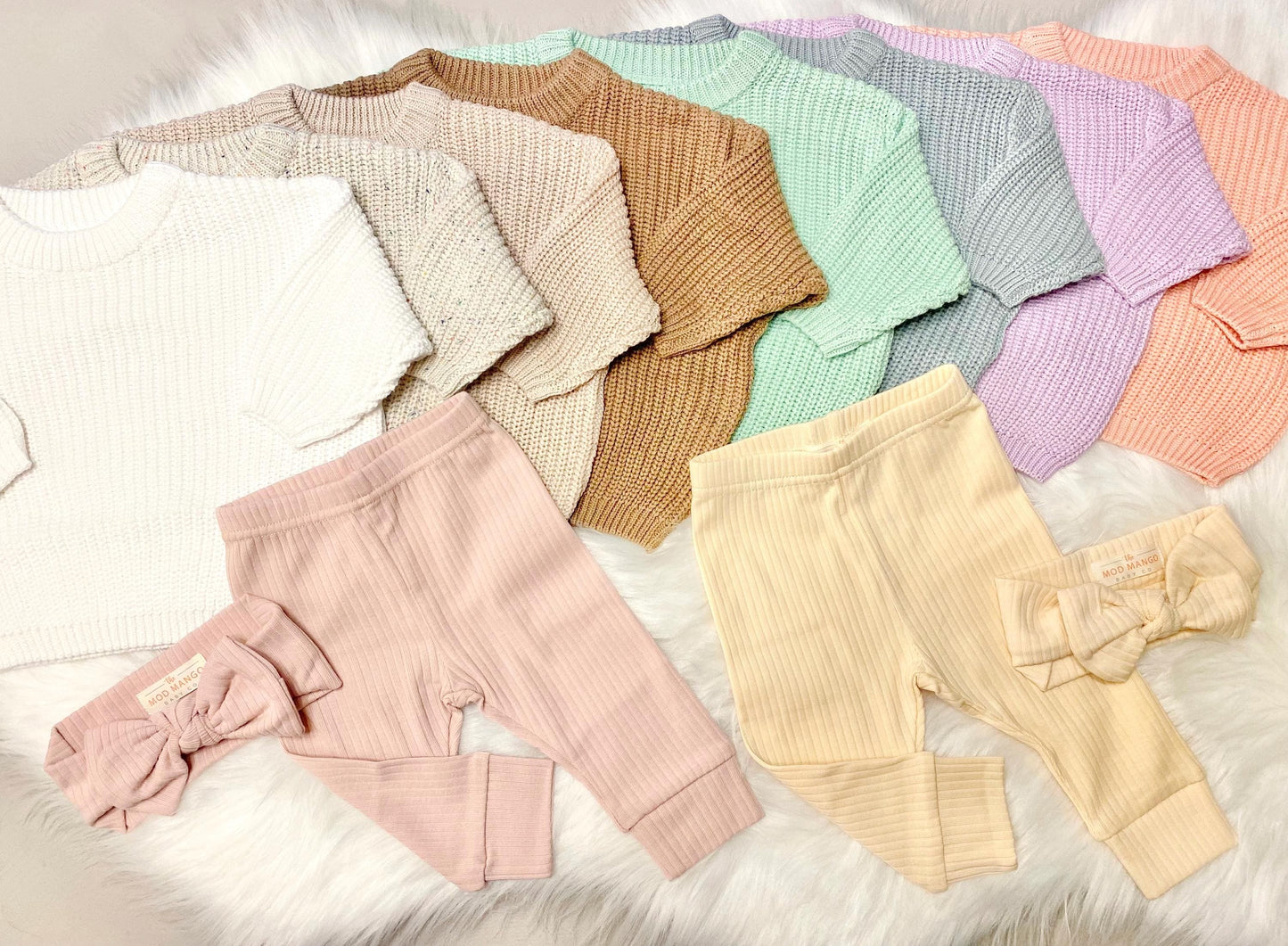 newborn baby girl gift sweater outfit set personalized custom fall baby leggings headband baby girl sweater pink white blush cream beige tan brown mint blue lavender oversized sweater outfit newborn baby girls custom embroidered gift baby shower gift