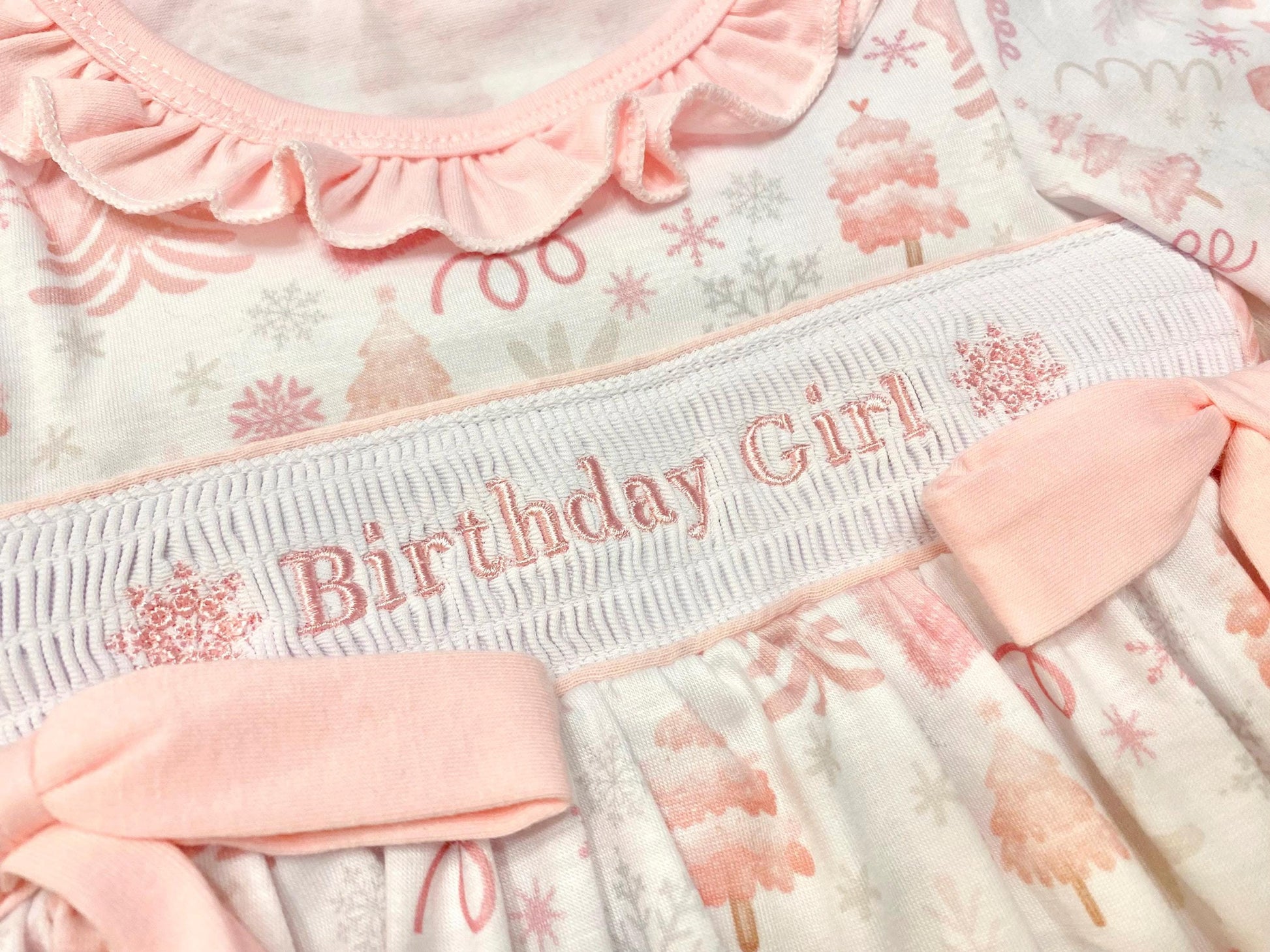 Winter ONEderland Smocked Romper, Pink Snowflake First Birthday Outfit –  The Mod Mango Baby Co