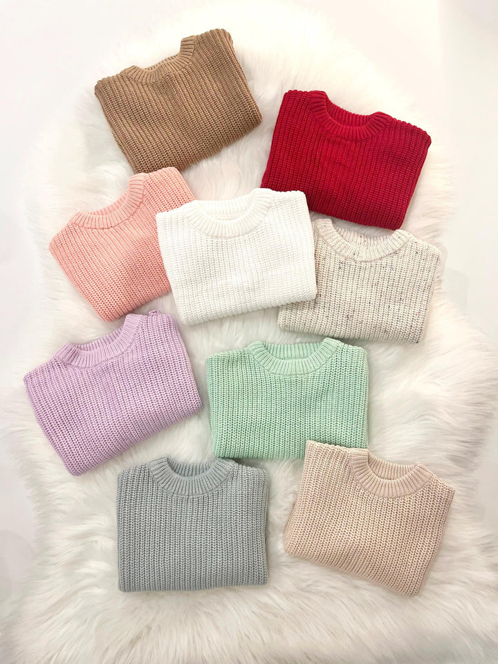 plain chunky knit baby toddler sweater boys girls boy girl sweater, brown red mint green lavender purple blue confetti blush pink white beige cream sweater for baby, baby sweater, toddler sweater, newborn sweater, diy sweater, wholesale sweaters