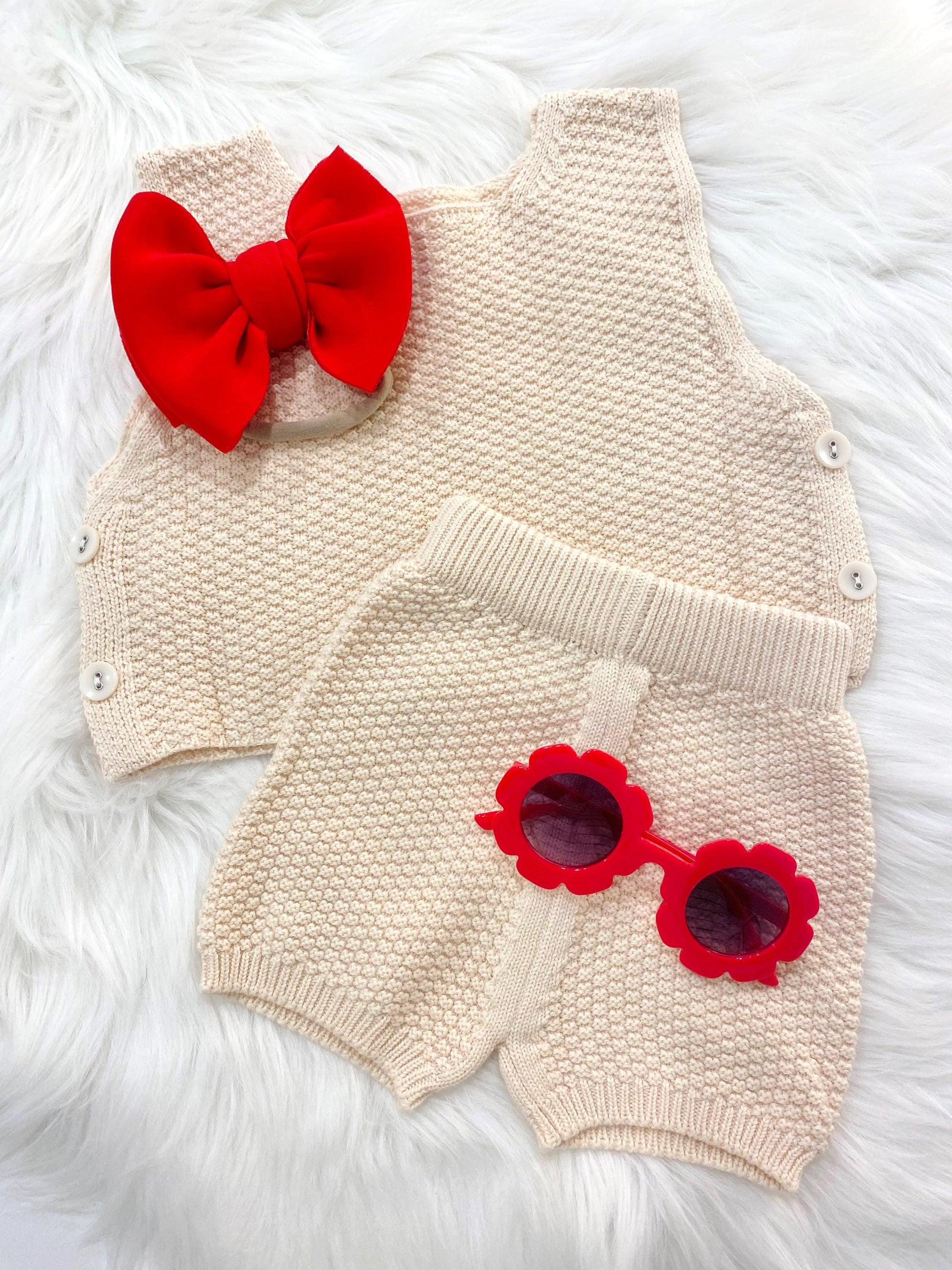 baby girls half 1/2 Birthday Outfit, chunky knit boho tank top and shorts bow headband baby sunglasses Outfit Girl, mustard Yellow brown cream tan, blush pink red summer 1/2 birthday outfit, half birthday, baby girl gift set outfit spring tank shorts
