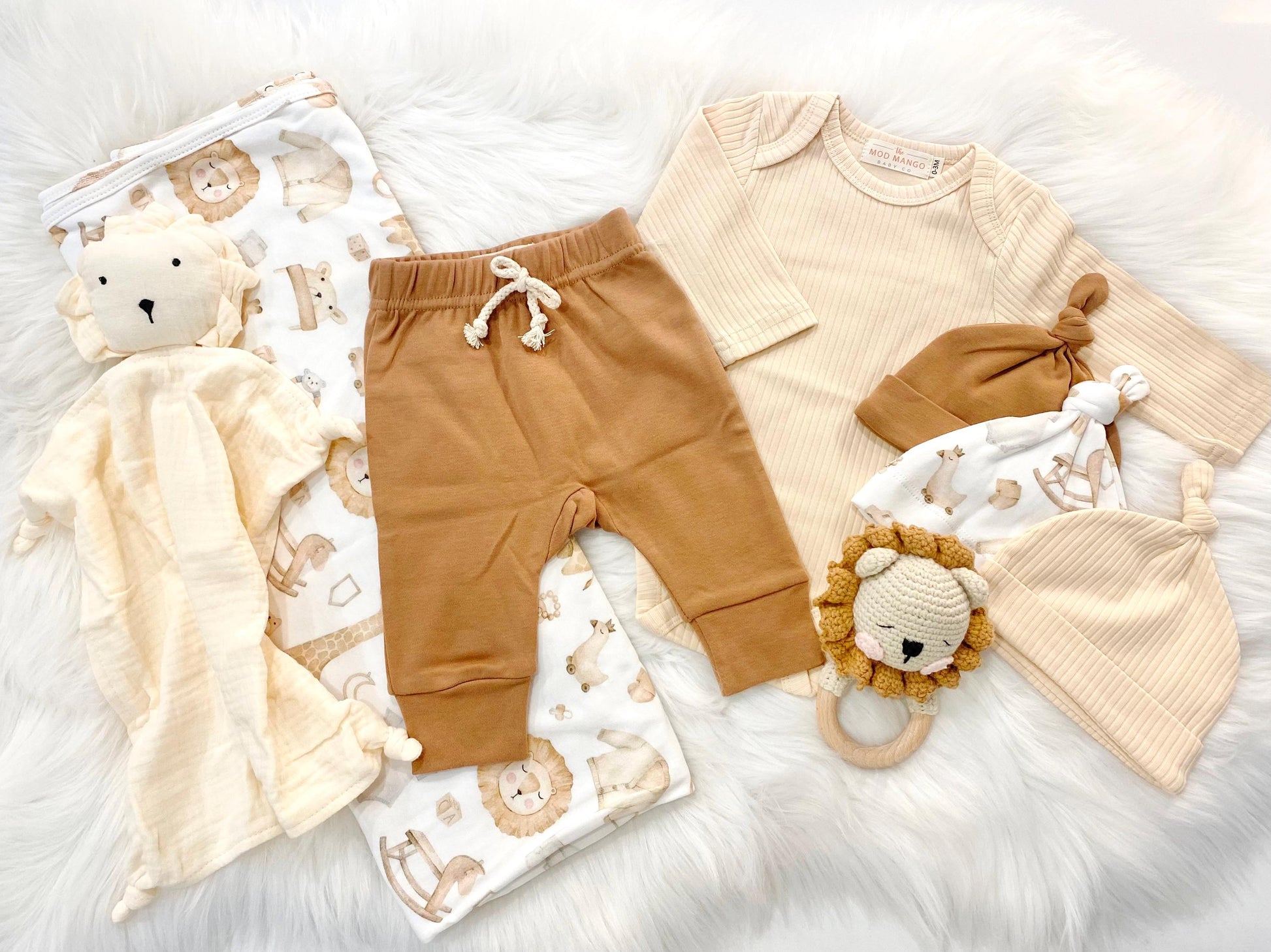 newborn neutral coming home outfit layette set baby boys lion swaddle blanket and knot hat set newborn blanket and   newborn hat spring baby gift boy, baby lion tan white cream ivory beige shower gift set Newborn Boy Neutral Gift Set newborn boy gift