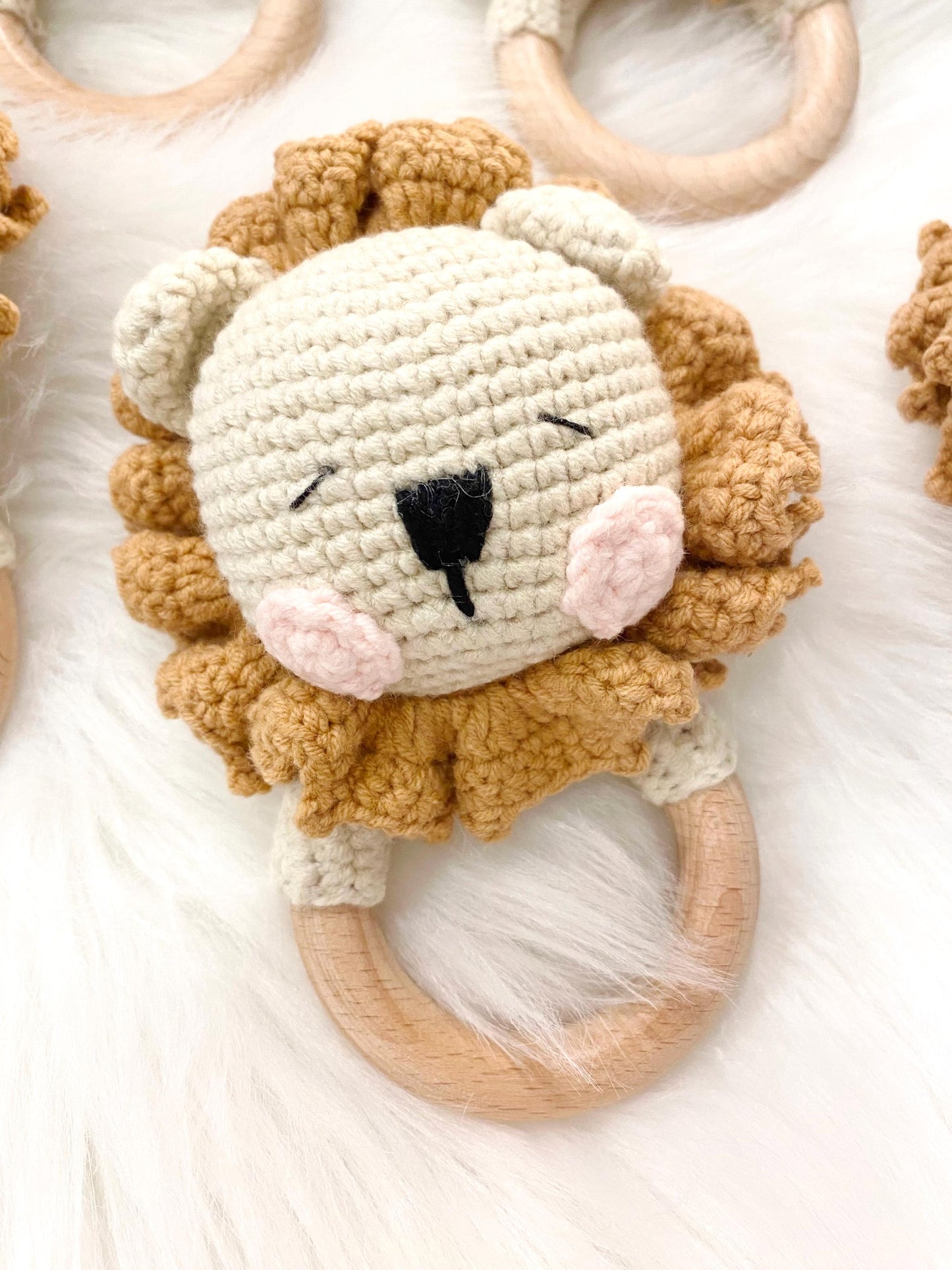 Newborn Boy Gift Set: Organic Cotton Swaddle, Lion Rattle, Bodysuit