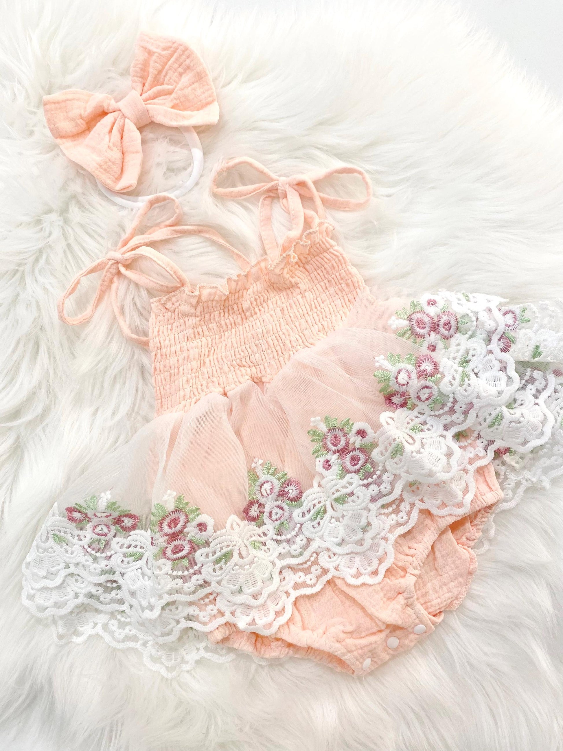 Baby Girls Fancy Pink Wildflower Tutu Outfit Romper Dress - 6-12 months / Plain (ships quick) Baby Girls Fancy Pink Wildflower Tutu Outfit Romper Dress - 6-12 months / Plain (ships quick)