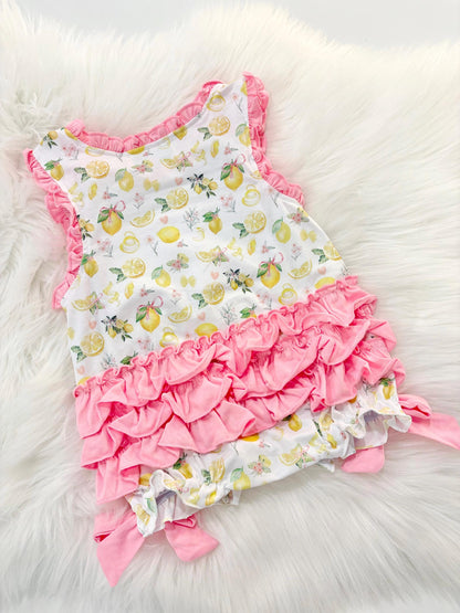 lemon first birthday sweet lemons and bows first birthday girl romper hot pink yellow and white outfit, girls sweet to be one pink lemonade smocked bubble romper first birthday spring summer bows ruffle embroidered smocked lemon 1st birthday outfit romper baby girl