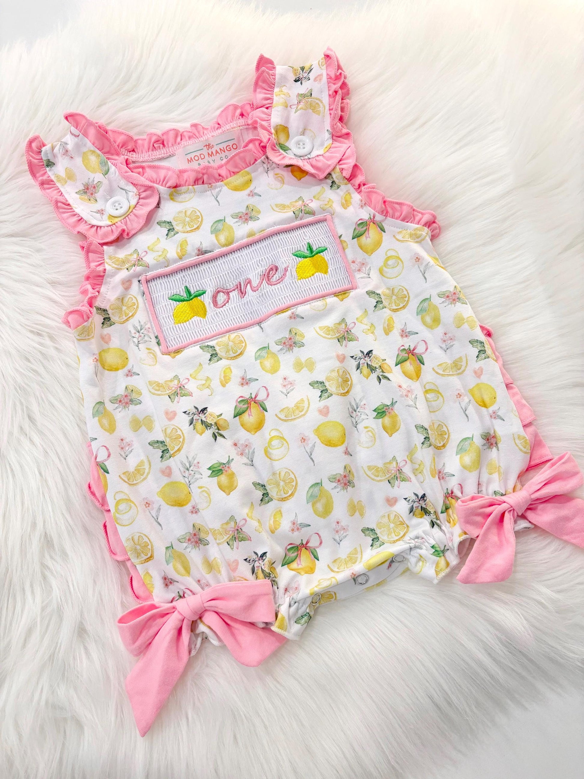 lemon first birthday sweet lemons and bows first birthday girl romper hot pink yellow and white outfit, girls sweet to be one pink lemonade smocked bubble romper first birthday spring summer bows ruffle embroidered smocked lemon 1st birthday outfit romper baby girl