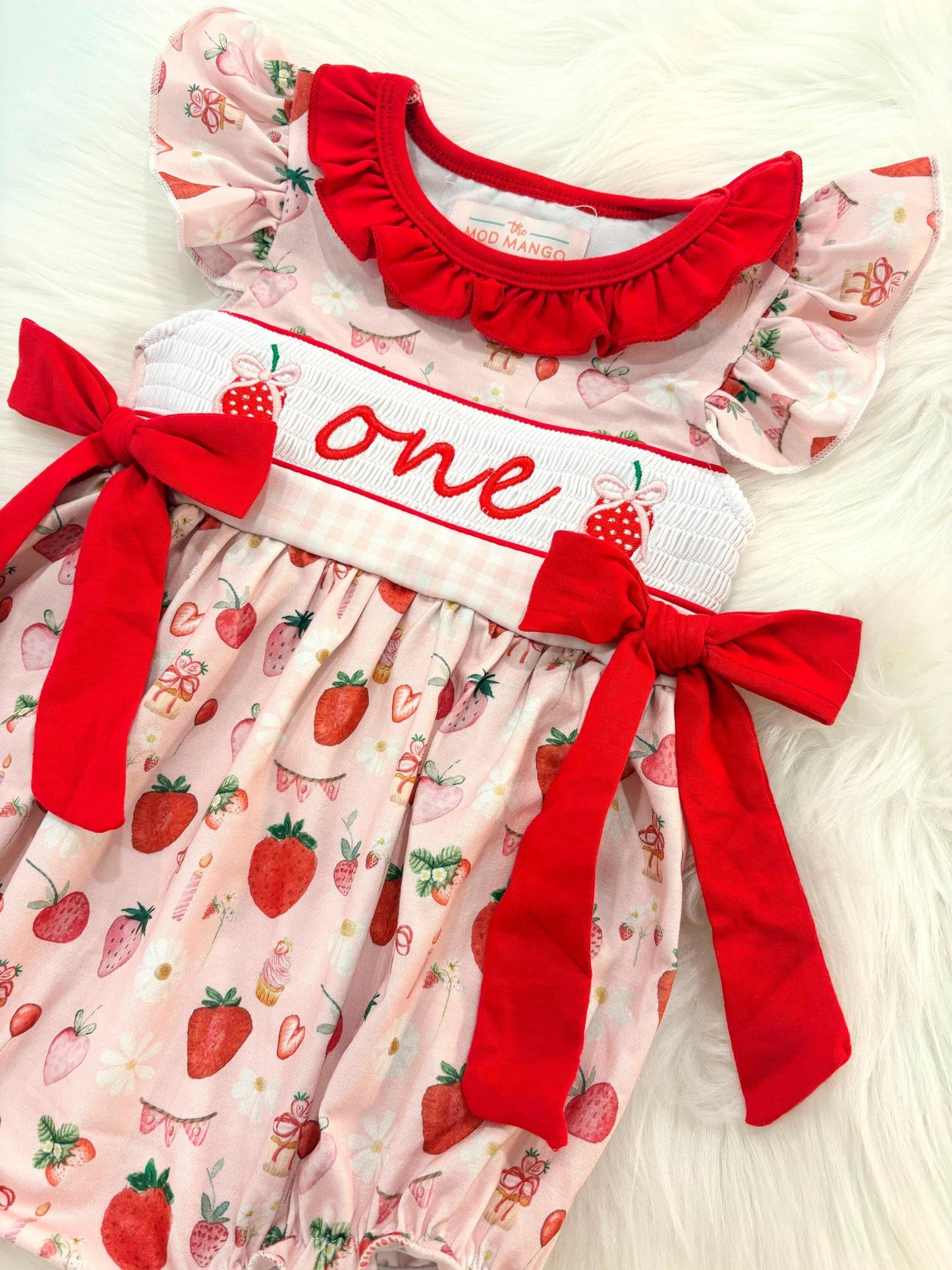 berry first birthday outfit bubble romper red and pink strawberries and bows first birthday girl romper pink red and white gingham outfit, girls berry sweet red white smocked bubble romper first birthday spring summer bows ruffle embroidered smocked strawberry 1st birthday outfit romper baby girl