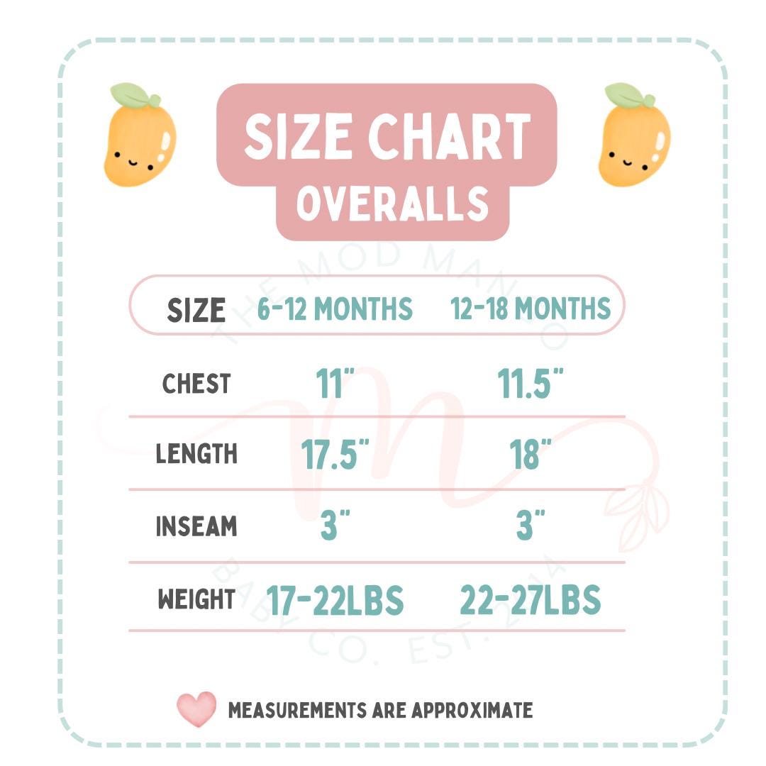 the mod mango baby boutique co size chart