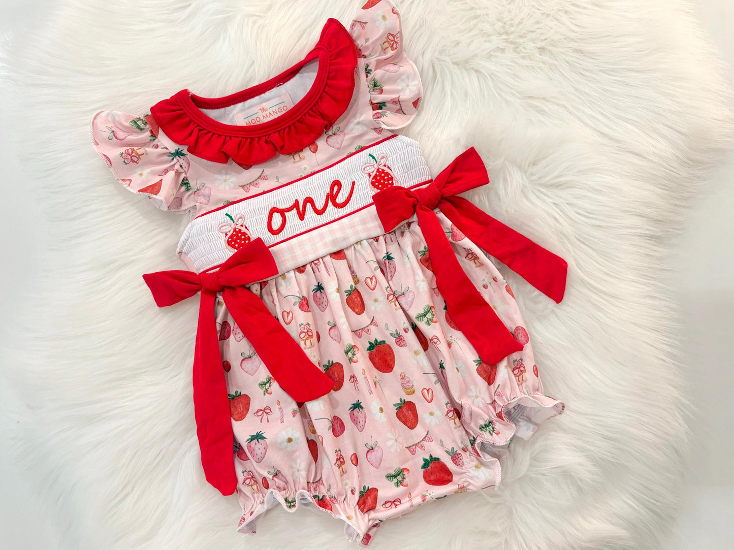 berry first birthday outfit bubble romper red and pink strawberries and bows first birthday girl romper pink red and white gingham outfit, girls berry sweet red white smocked bubble romper first birthday spring summer bows ruffle embroidered smocked strawberry 1st birthday outfit romper baby girl