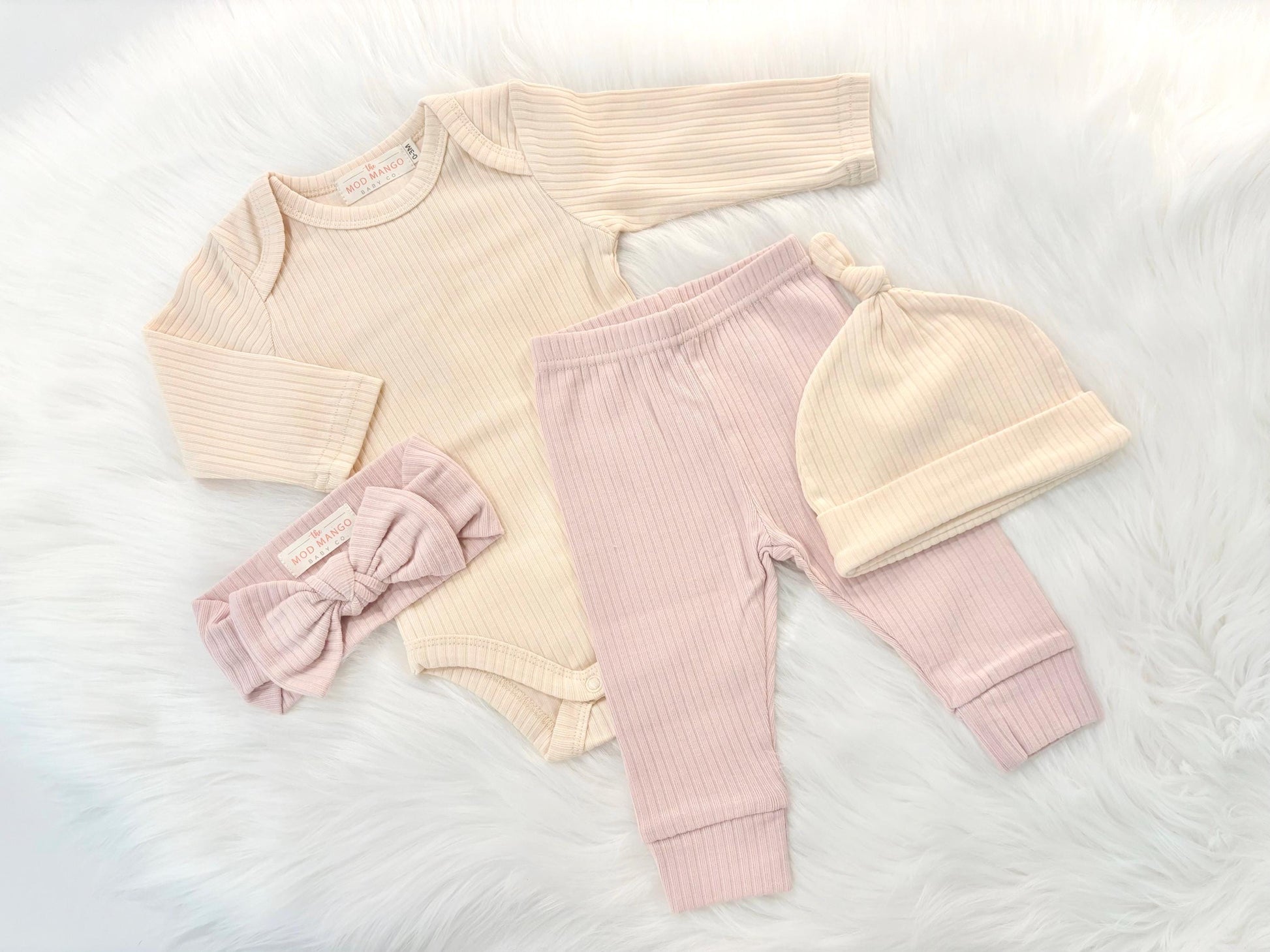 newborn baby girl twins outfit baby shower gift set bodysuit onesie hat leggings pants headband bow gift set, coming home outfit, going home outfit, take home outfit, newborn hospital basics, girl baby shower gift, organic cotton ribbed romper tie hat long sleeves boutique baby gift, twins, triplets' multiples outfits girl newborn baby khaki blush cream pink