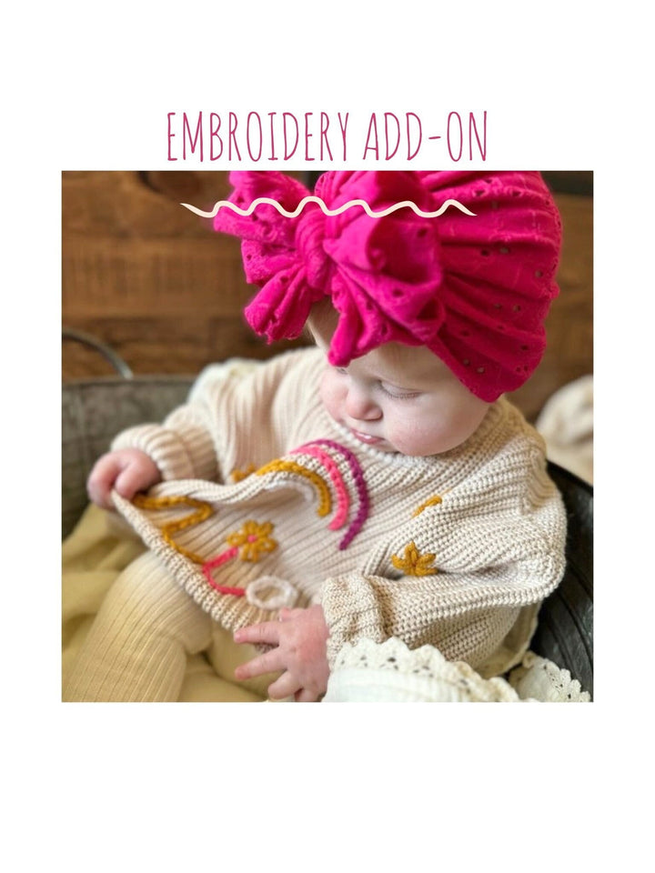 Hand Embroidered Sweater Add On Embellishments Flowers, Hearts, Sun, Stars, Rainbows, Roses, the mod mango baby boutique co