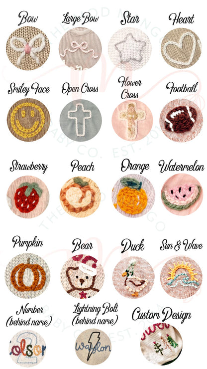 ADD-ON Embroidery Embellishment Design, Hand Embroidered Baby & Toddler Sweaters and more