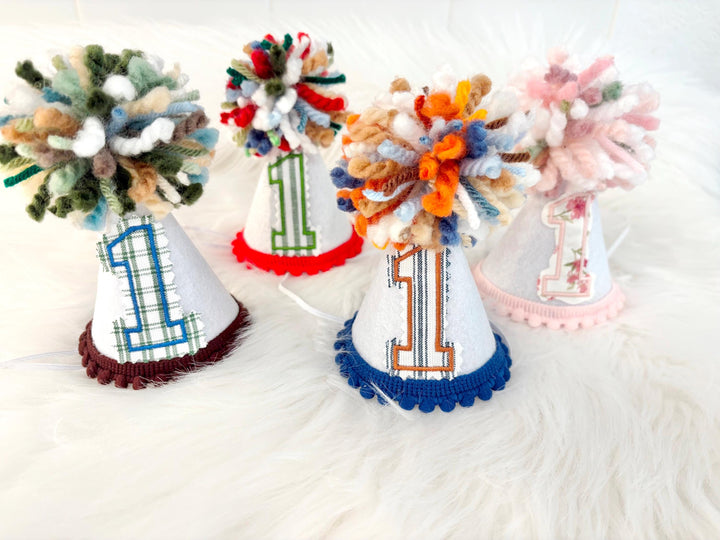 custom first birthday party hat, boys first birthday hat, girls first birthday hat, baby birthday hat, mini first birthday hat, 1st birthday hat, felt birthday hat for baby, the mod mango the mod mango baby co